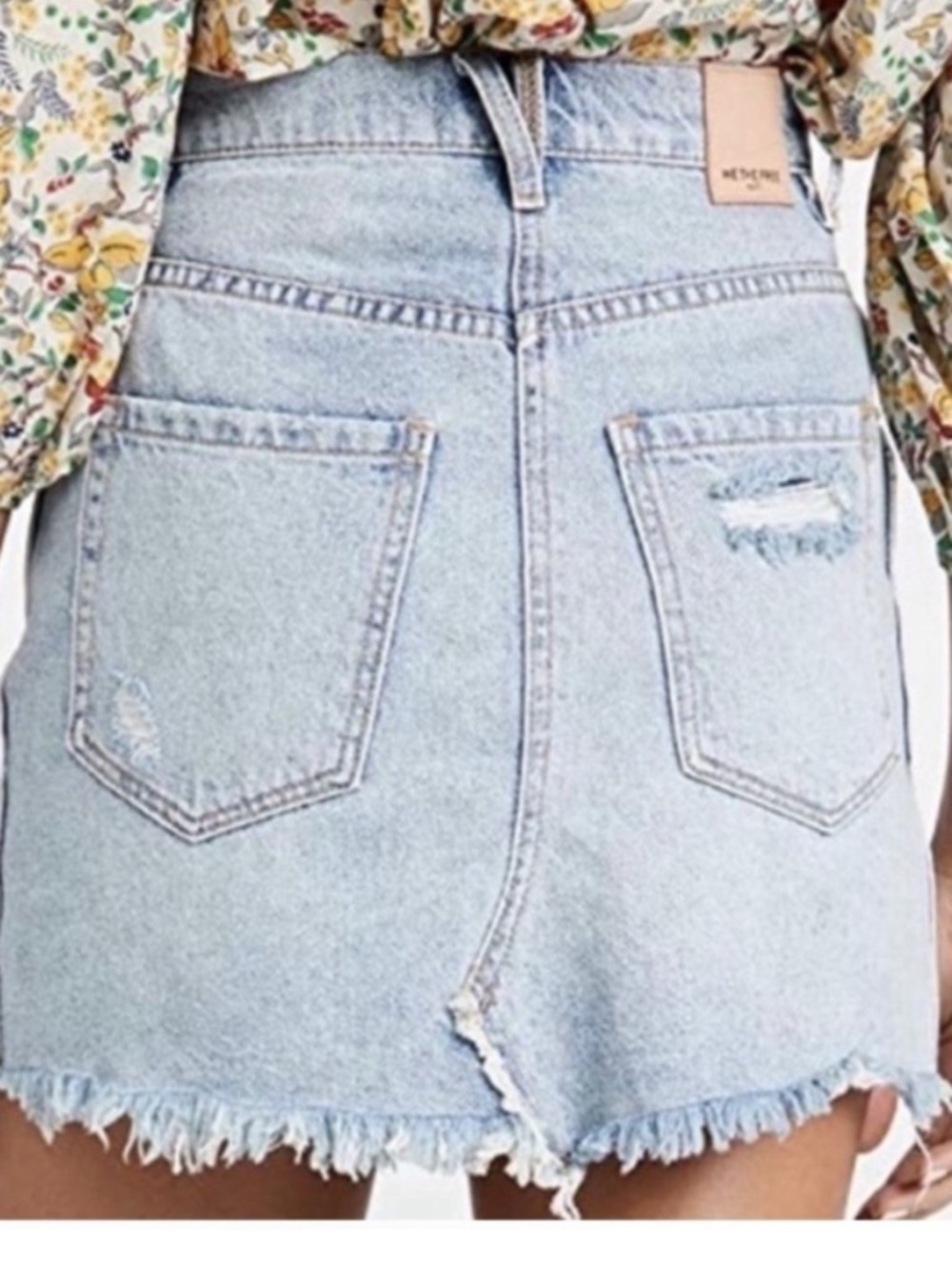 NWT Free People brea cut off mile high blue Jean Skirt size 30 - Picture 2 of 5
